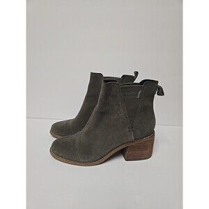 EUC TOMS Women's Esme Suede Chelsea Boots - Tarmac Olive Size 7
